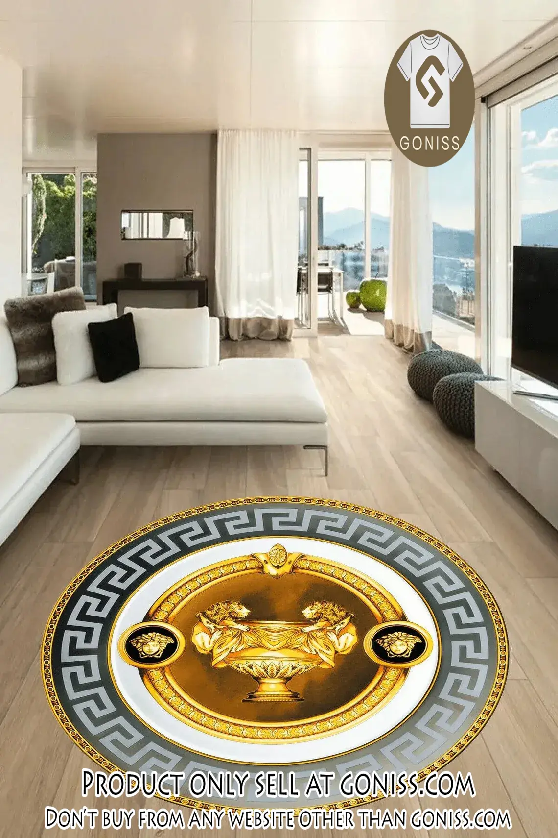 Versace medusa round rug carpet luxury brand fashion home decor gn0130942